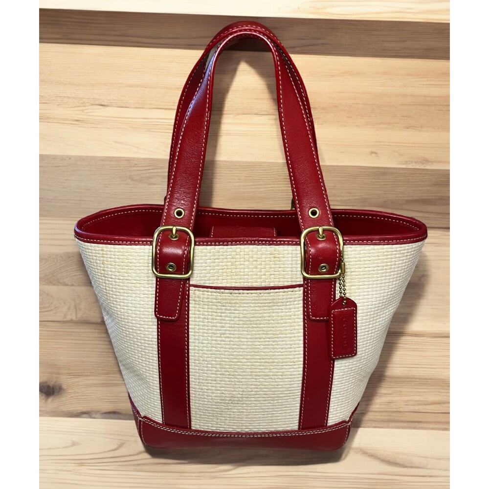 Vintage Coach 8909 Woven Straw Tote